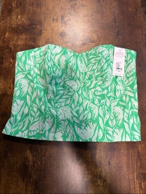 Lilly Pulitzer Kylo Strapless Stretch Fauna Green Tulip to Tango Top Size 14